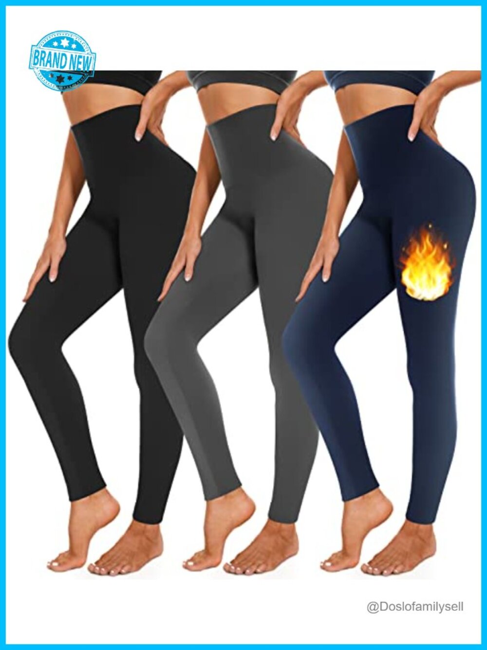 Fleece Lined High Waisted Leggings 3 Pack